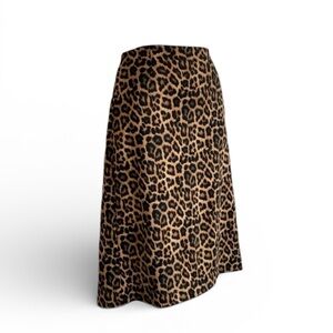 MICHAEL KORS leopard skirt, back slit, lined, exposed gold zipper in back. 16